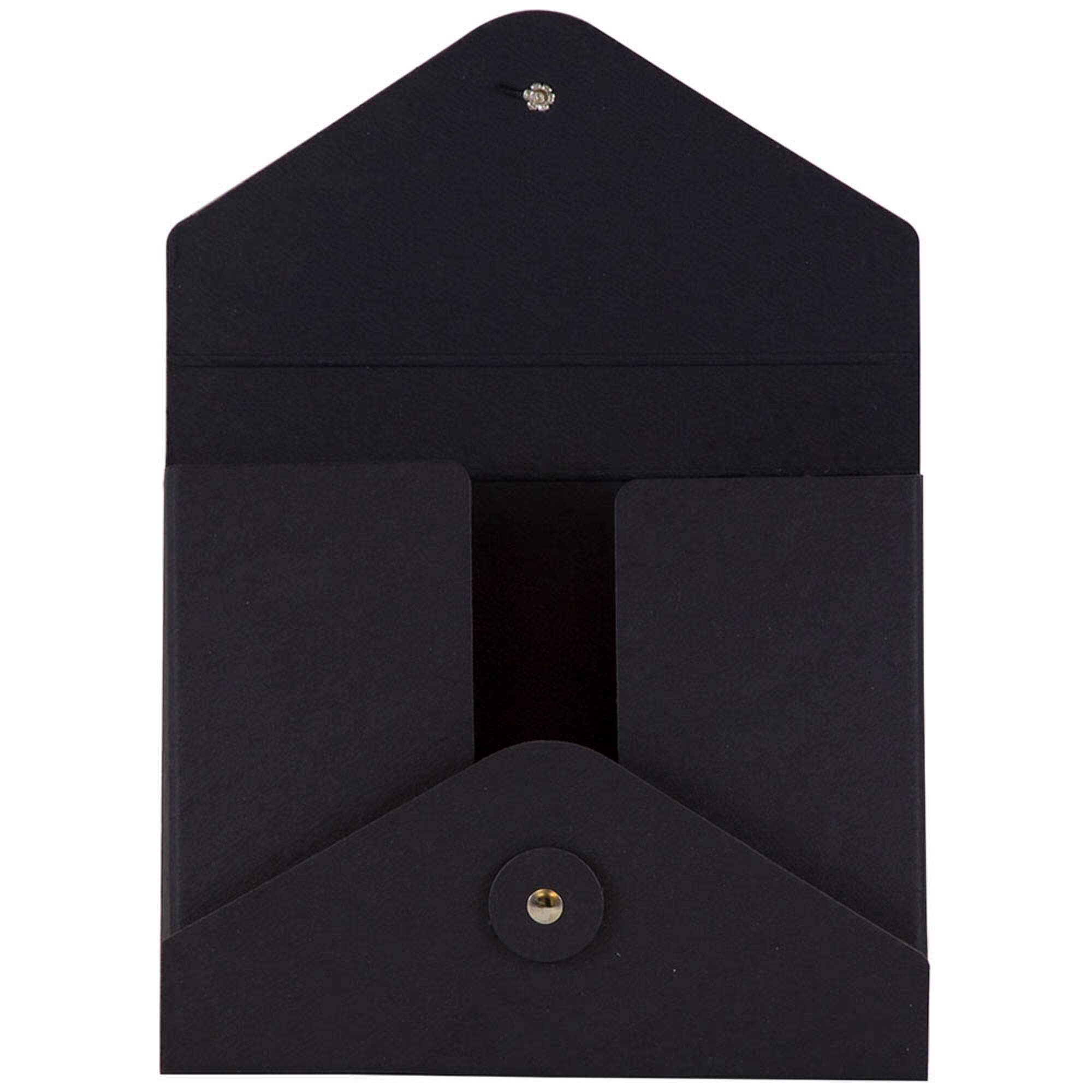 JAM Paper Black 5.25" x 6.75" Button & String Tie Portfolio